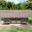 Pemberly Row Poly Rattan Large Modular Garden Lounge Set in Anthracite