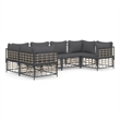 Pemberly Row Poly Rattan Large Modular Garden Lounge Set in Anthracite