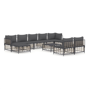 Pemberly Row Contemporary Garden Lounge Set Set of 10 in Anthracite