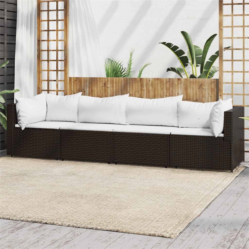 Pemberly Row Contemporary Patio Lounge Set Brown & Cream White
