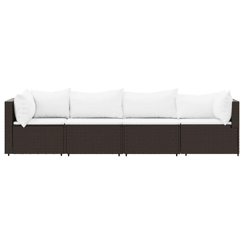 Pemberly Row Contemporary Patio Lounge Set Brown & Cream White