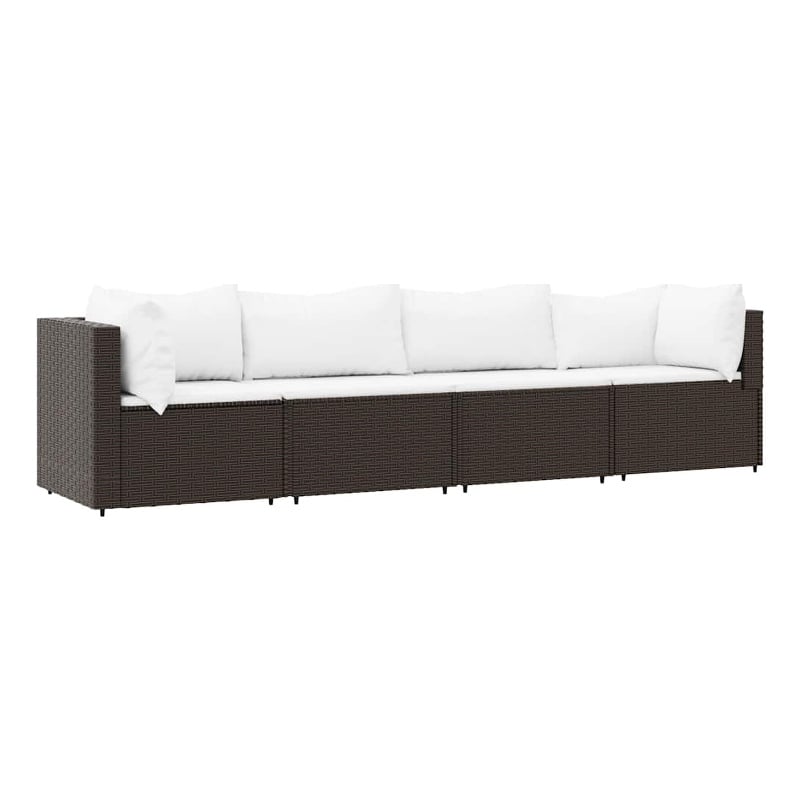 Pemberly Row Contemporary Patio Lounge Set Brown & Cream White