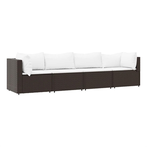 Pemberly Row Contemporary Patio Lounge Set Brown & Cream White