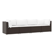 Pemberly Row Contemporary Patio Lounge Set Brown & Cream White