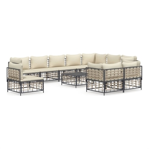 Pemberly Row Contemporary Garden Lounge Set Set of 11 in Anthracite