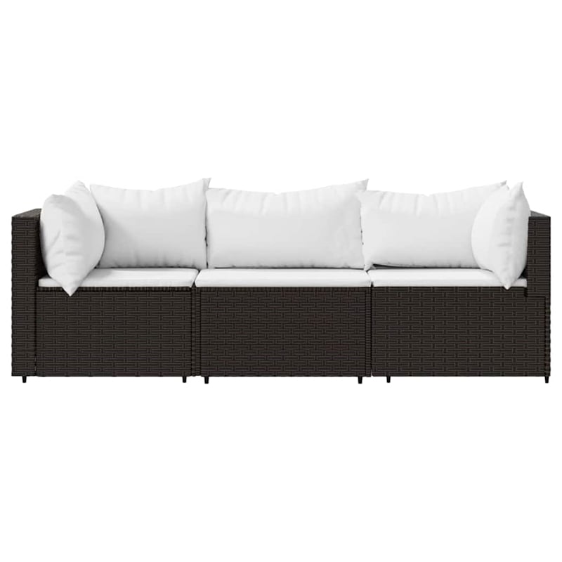 Pemberly Row Patio Lounge Set Brown With Cream White Cushions