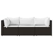 Pemberly Row Patio Lounge Set Brown With Cream White Cushions