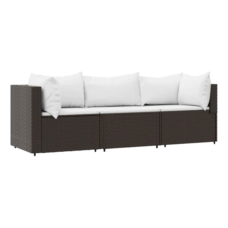 Pemberly Row Patio Lounge Set Brown With Cream White Cushions