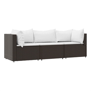 Pemberly Row Patio Lounge Set Brown With Cream White Cushions