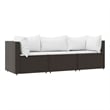 Pemberly Row Patio Lounge Set Brown With Cream White Cushions