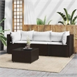 Pemberly Row Synthetic Poly Rattan Patio Lounge Set Brown & Cream