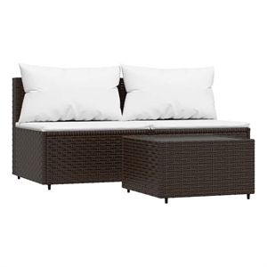 Pemberly Row Synthetic Poly Rattan Patio Lounge Set in Brown