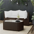 Pemberly Row Contemporary Patio Lounge Set Brown & Cream/White