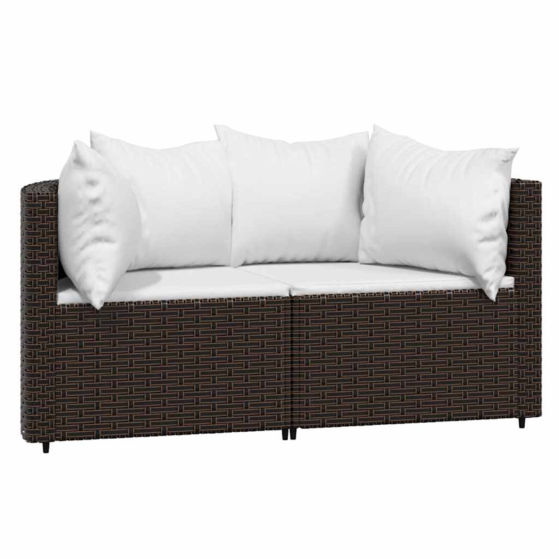 Pemberly Row Contemporary Patio Lounge Set Brown & Cream/White