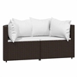 Pemberly Row Contemporary Patio Lounge Set Brown & Cream/White