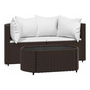 Pemberly Row Contemporary Patio Lounge Set Brown & Cream/White