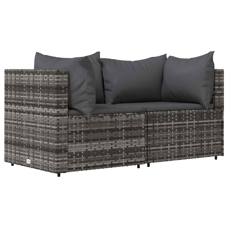 Pemberly Row Rattan Powder-Coated Steel & Tempered Glass Patio Lounge Set - Gray