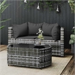 Pemberly Row PE Rattan Standard Adjustable Feet Patio Lounge Set in Gray