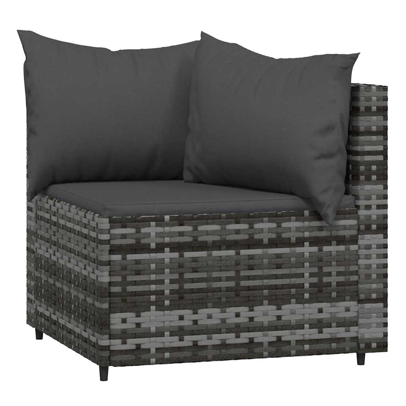 Pemberly Row PE Rattan Standard Adjustable Feet Patio Lounge Set in Gray