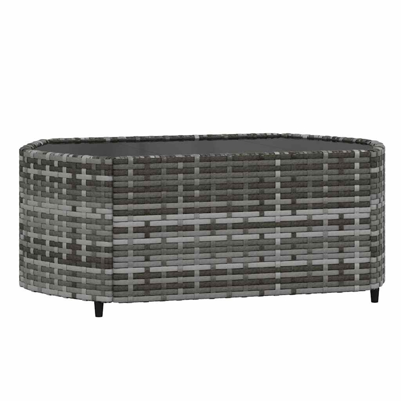 Pemberly Row PE Rattan Standard Adjustable Feet Patio Lounge Set in Gray