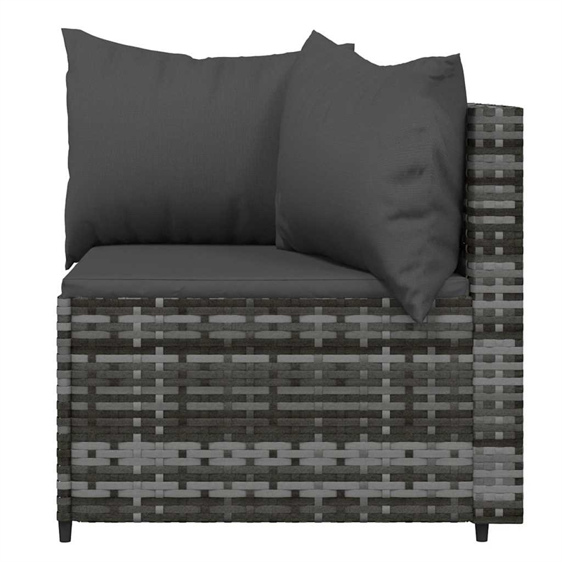 Pemberly Row PE Rattan Standard Adjustable Feet Patio Lounge Set in Gray