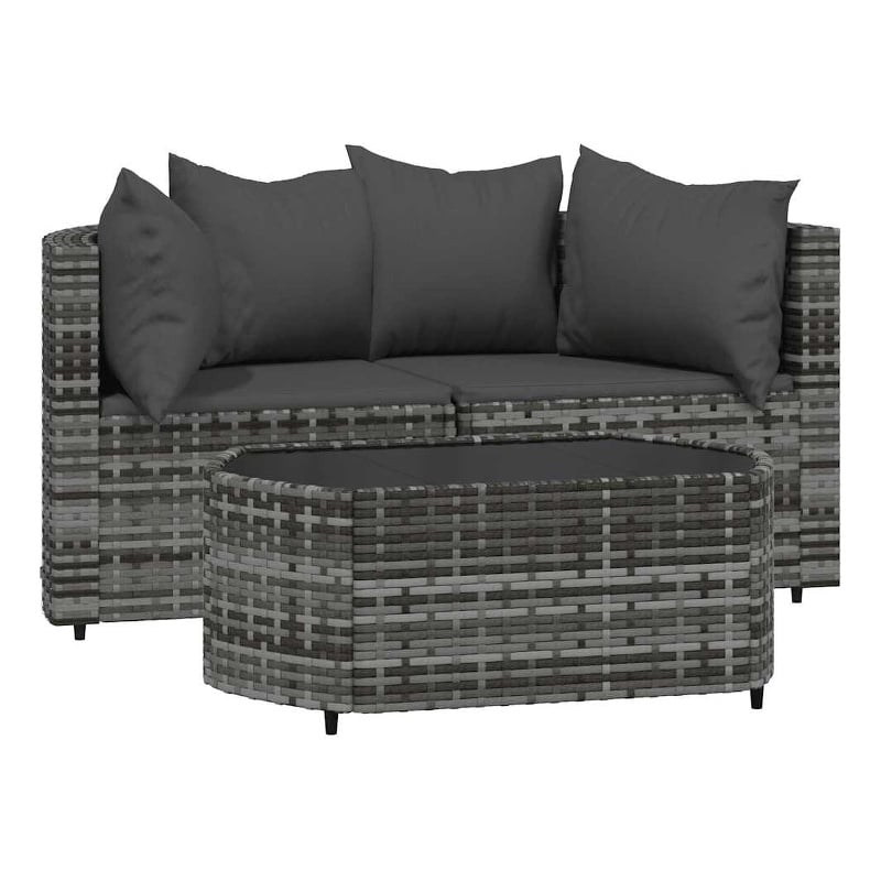 Pemberly Row PE Rattan Standard Adjustable Feet Patio Lounge Set in Gray