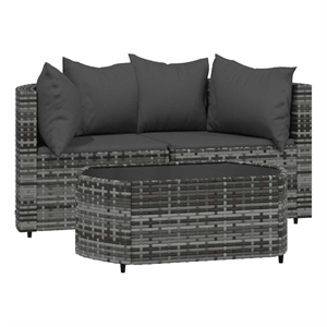 Pemberly Row PE Rattan Standard Adjustable Feet Patio Lounge Set in Gray