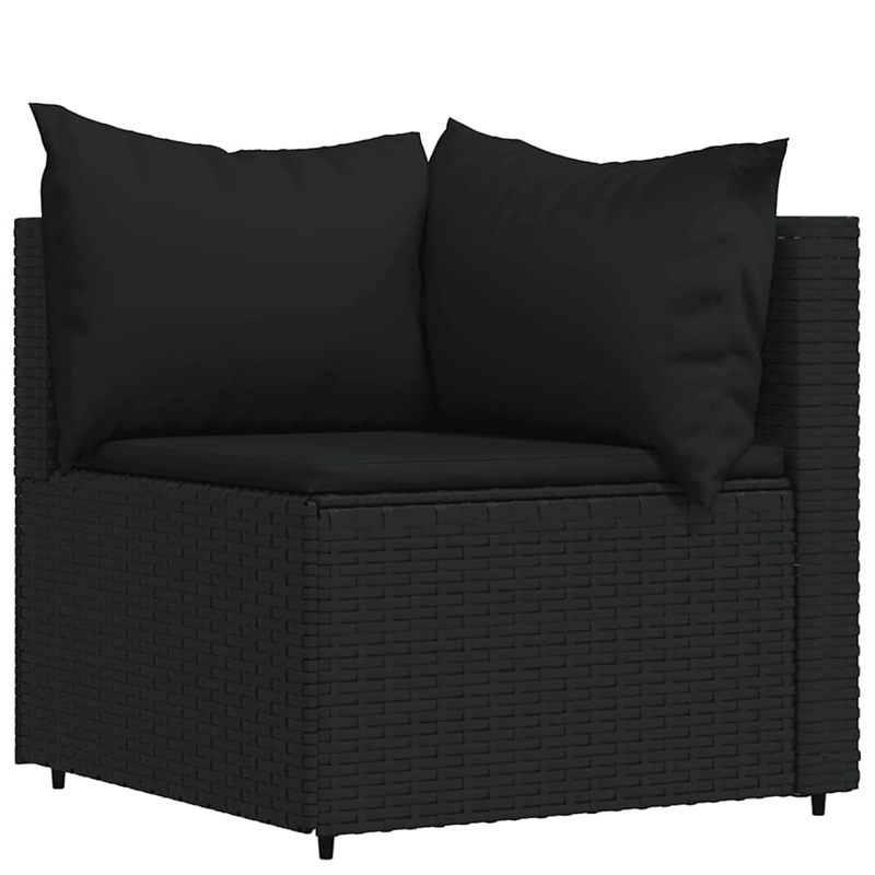 Pemberly Row Synthetic Poly Rattan Patio Lounge Set in Black