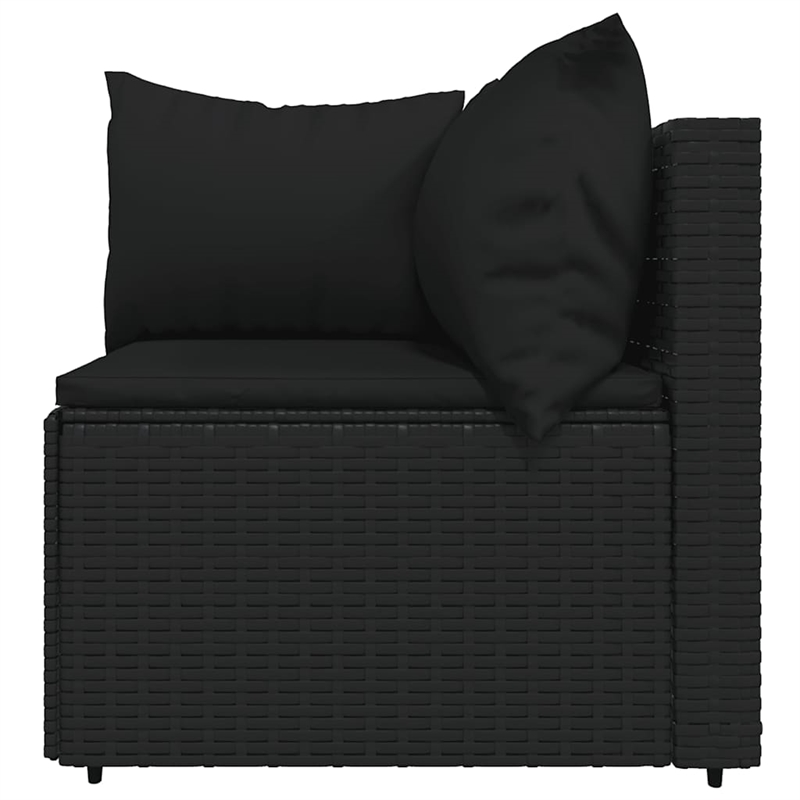 Pemberly Row Synthetic Poly Rattan Patio Lounge Set in Black