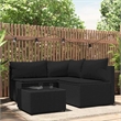 Pemberly Row PE Rattan Adjustable Feet Patio Lounge Set in Black