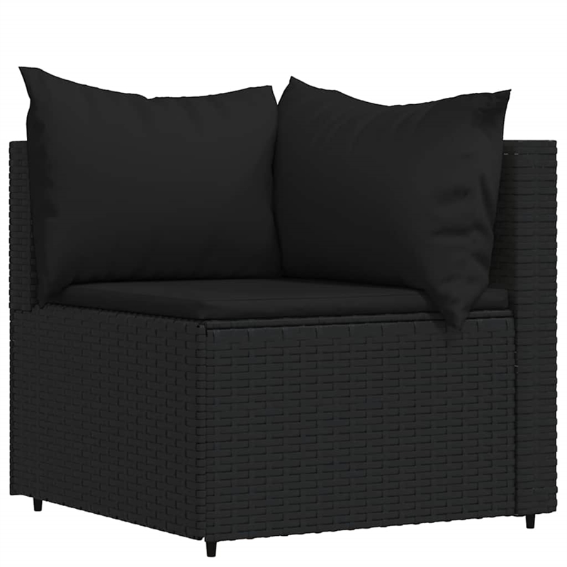 Pemberly Row PE Rattan Adjustable Feet Patio Lounge Set in Black