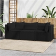 Pemberly Row Rattan & Powder-Coated Steel & Fabric Large Black Patio Lounge Set