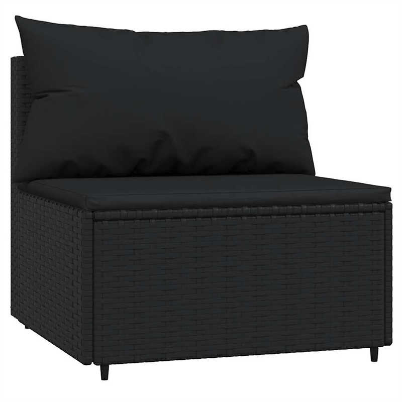 Pemberly Row Rattan & Powder-Coated Steel & Fabric Large Black Patio Lounge Set