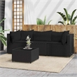 Pemberly Row Rattan Powder-Coated Steel & Tempered Glass Black Patio Lounge Set