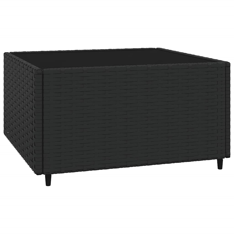 Pemberly Row Rattan Powder-Coated Steel & Tempered Glass Black Patio Lounge Set
