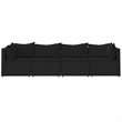 Pemberly Row PE Rattan Large Adjustable Feet Patio Lounge Set in Black