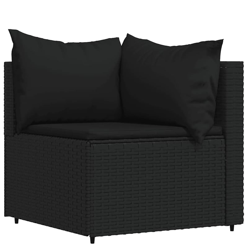 Pemberly Row PE Rattan Large Adjustable Feet Patio Lounge Set in Black