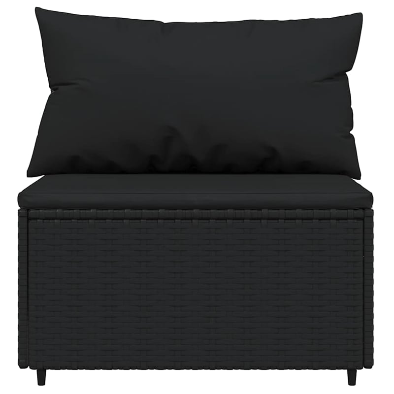 Pemberly Row PE Rattan Large Adjustable Feet Patio Lounge Set in Black