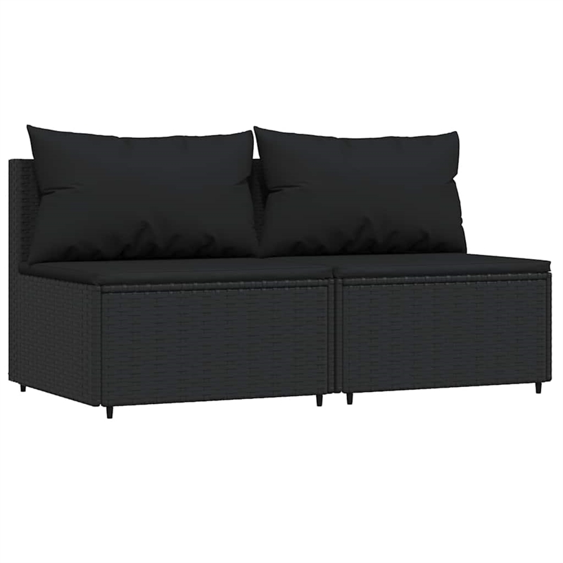 Pemberly Row Synthetic Poly Rattan Patio Lounge Set in Black