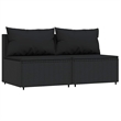 Pemberly Row Synthetic Poly Rattan Patio Lounge Set in Black