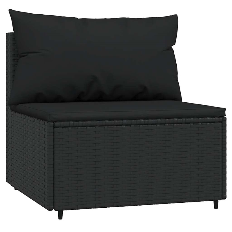 Pemberly Row Synthetic Poly Rattan Patio Lounge Set in Black