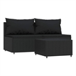 Pemberly Row Synthetic Poly Rattan Patio Lounge Set in Black