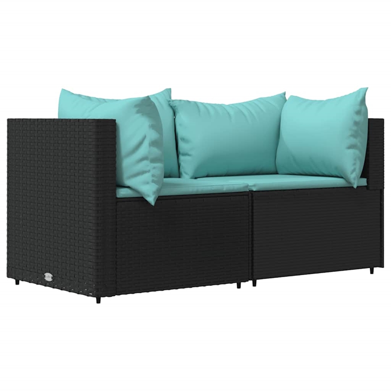 Pemberly Row Contemporary Patio Lounge Set in Black & Water Blue