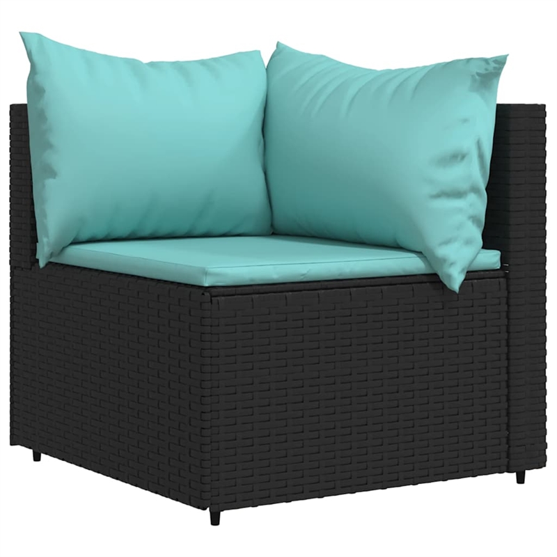 Pemberly Row Contemporary Patio Lounge Set in Black & Water Blue
