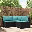 Pemberly Row Contemporary Patio Lounge Set in Black & Water Blue