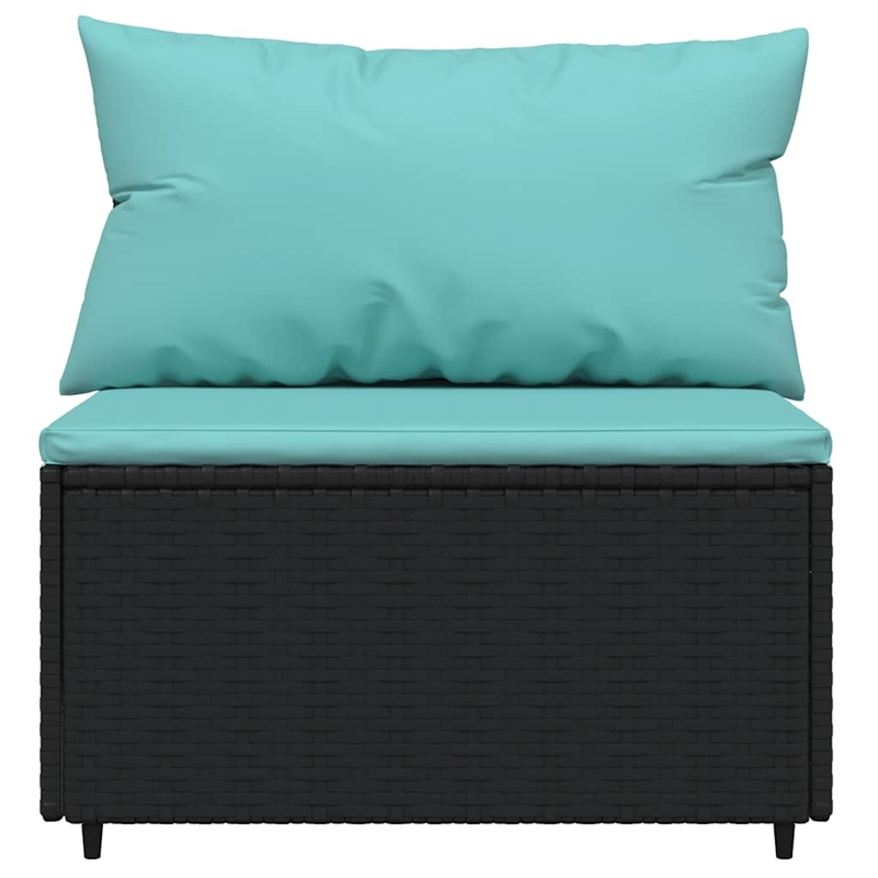 Pemberly Row Contemporary Patio Lounge Set in Black & Water Blue