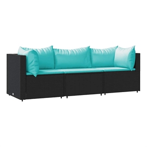 Pemberly Row Contemporary Patio Lounge Set in Black & Water Blue