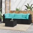 Pemberly Row Rattan Powder-Coated Steel & Tempered Glass Black Patio Lounge Set