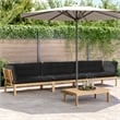 Pemberly Row Contemporary Pallet Sofa Set Acacia Wood & Black Cushions