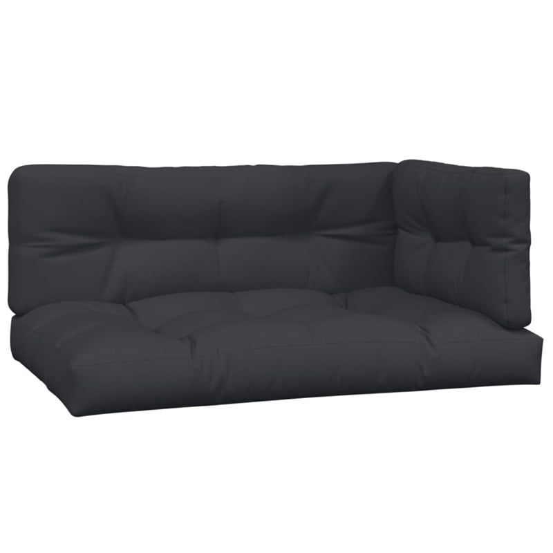 Pemberly Row Contemporary Pallet Sofa Set Acacia Wood & Black Cushions